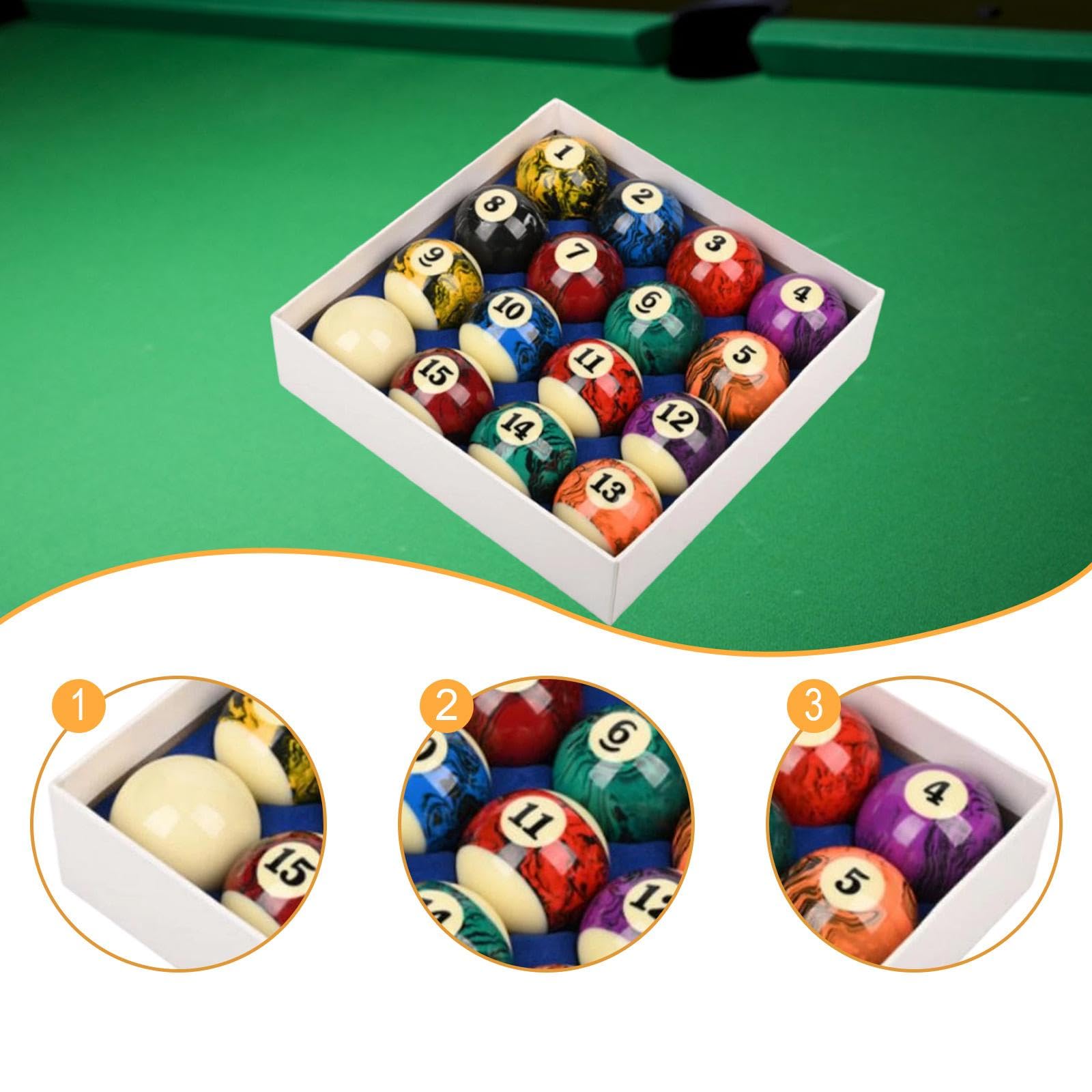 Amagogo 16-teiliges Billardkugel-Set (2,25 Zoll) – Professionelles Billardzubehör für, Freizeit, Sport und Turniere