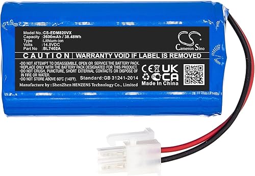 Batería de repuesto para Ecovacs ODeebot 500, Deebot M82, Deebot M82UK, DM82 Parte NO 10001088, 20001088, BL7402A, INR18650-M26-4S1P,