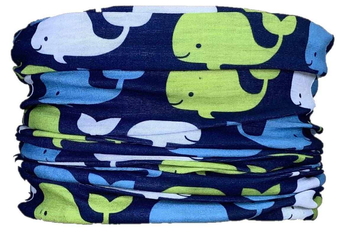 Monogram Men's Multicoloured Blue Whales Print - Multifunction Neckwarmer Snood Hat Scarf Cycling Bandana Balaclava Face Mask