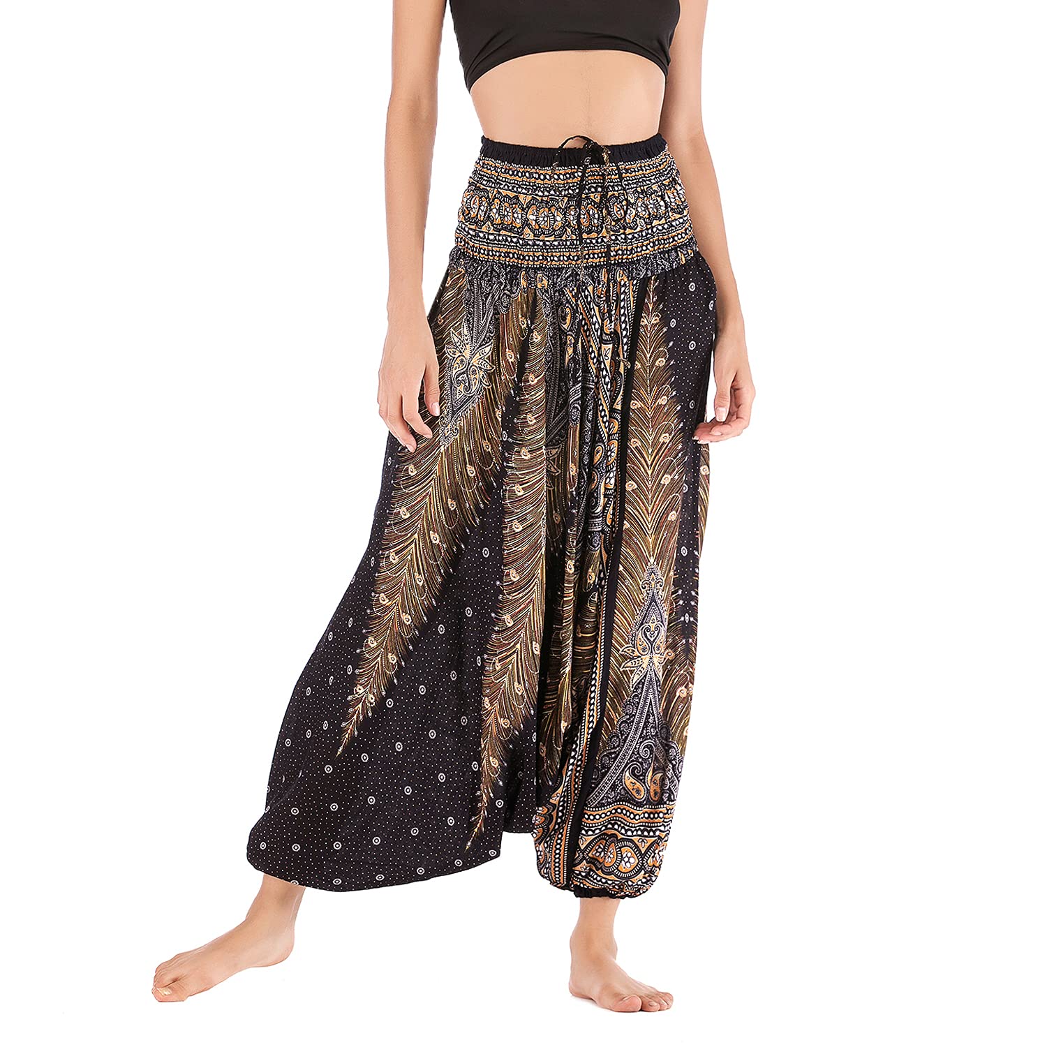 Women's Boho Pants Halter Jumpsuit Baggy Gypsy Hippie Boho Yoga Beach Harem Pants