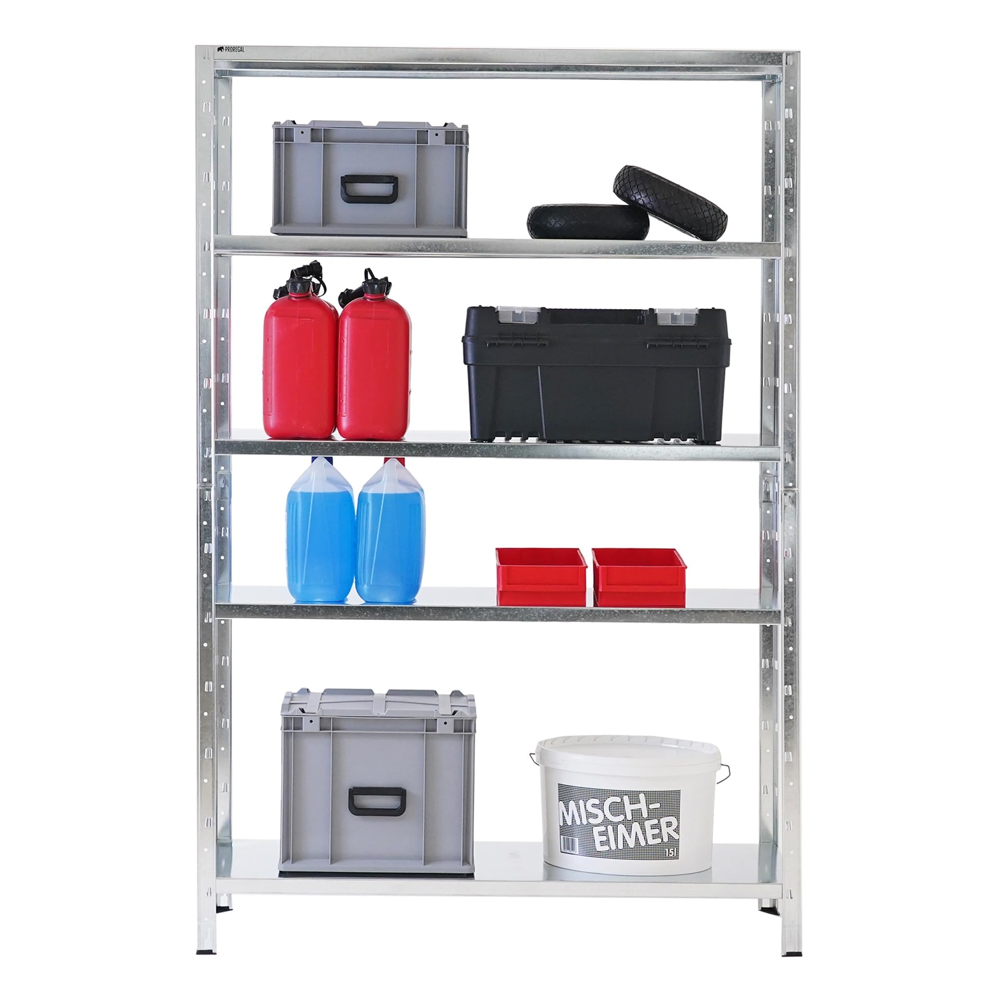 PROREGAL Mega Deal 2X Schwerlastregal Ares mit Metallböden HxBxT 180x120x40cm 5 Ebenen Fachlast 125 kg Verzinkt, Metall, Metallregal, Küchenregal, Kellerregal, Steckregal, Garagenregal, Lagerregal