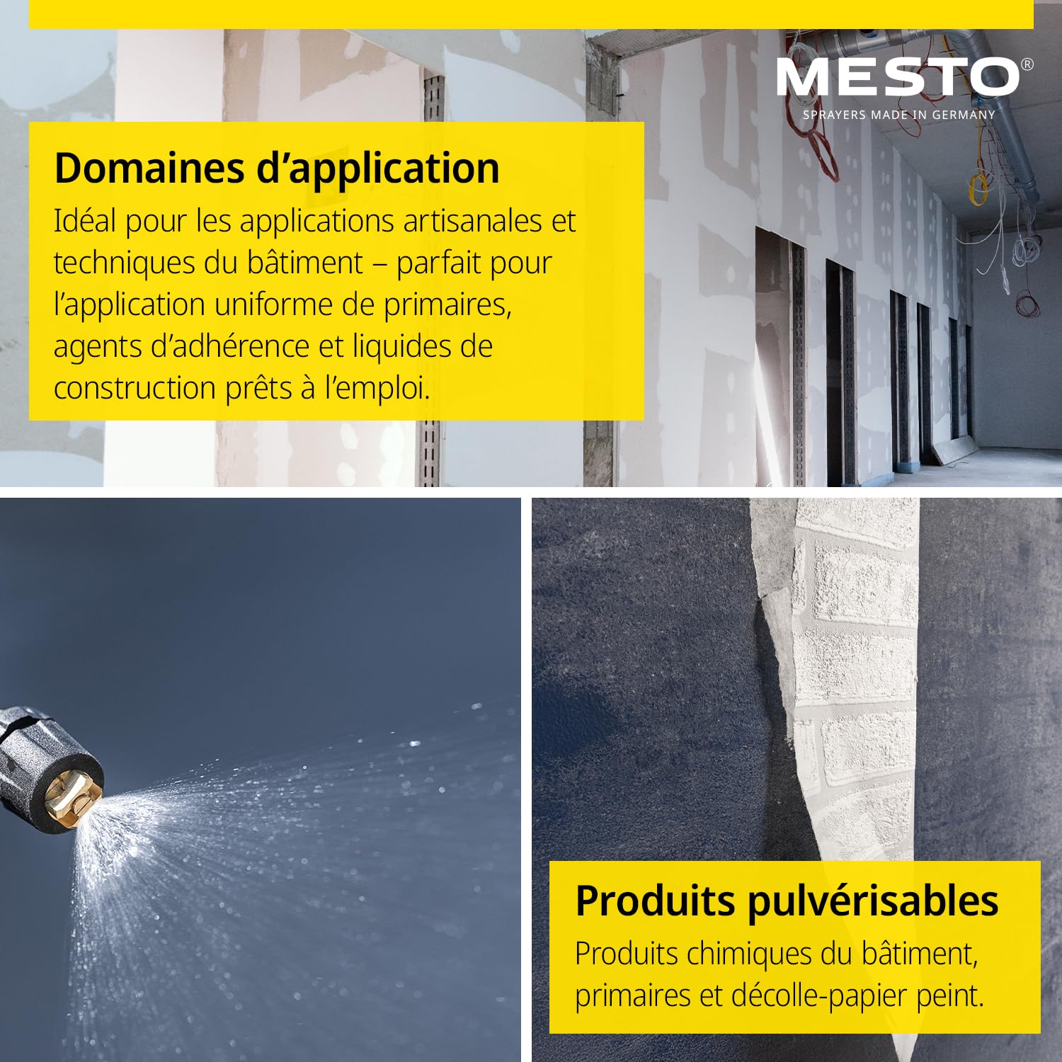 MESTO Primer Pulvérisateur à Pression 5 L avec Tube de rallonge 45 cm | Pulverisateur Manuel pour Produits Chimiques | Pulverisateur a Pression 3 Bar pour Chantier, bâtiment et Nettoyage