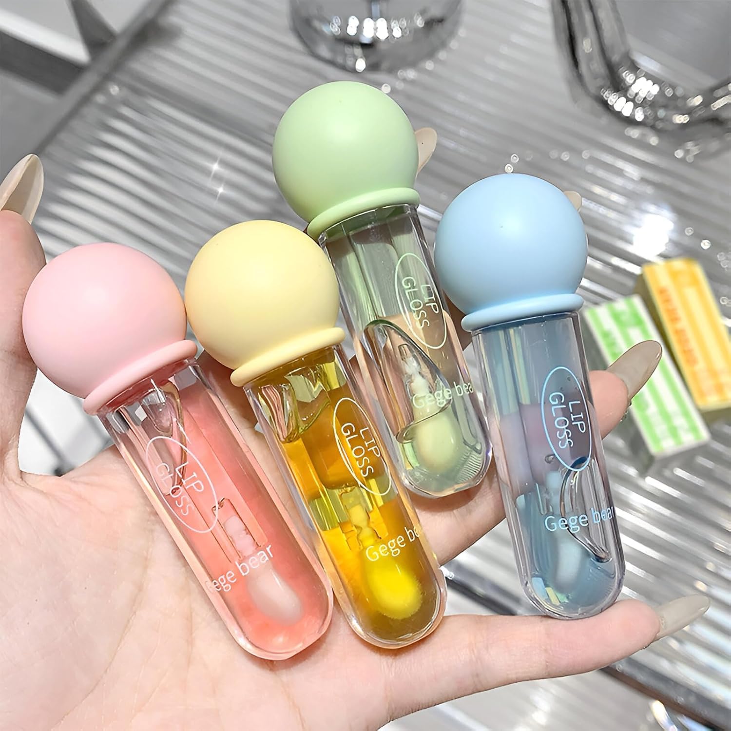 Gege Bear Pudding Lip Gloss | Glass Lip Effect | Long-Lasting Lip Care | Glossy Finish Lip Glaze | Moisturizing LipsTint | Non-Sticky Glosses | Lightweight Liquid Gloss Shine | Perfect Shades Light Pink For Girls Women (01#Jasmine Milk Peach, 3.8g)-image-36