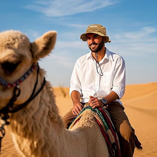 Miniatura 3 de CLAPE Sombrero de pesca Boonie lavado sombreros de sol gorra de cubo con cuerda protección solar al aire libre gorra de camping sombrero de jungla