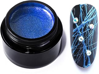 Gel Nail Polish Spider Gel Polish Nail Art Set Line Drawing Nail Decoration Pulling Silk Varnishes Metal 6 Color For Choose Creative 3D Wire Line Drawing Painting (Blue Gold)