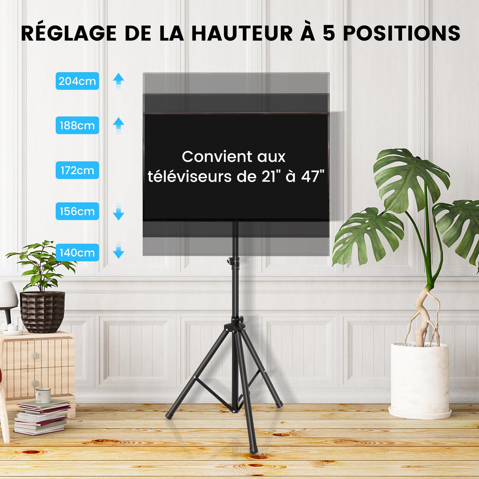 COSTWAY Support TV Universel Pivotant avec Hauteur Réglable