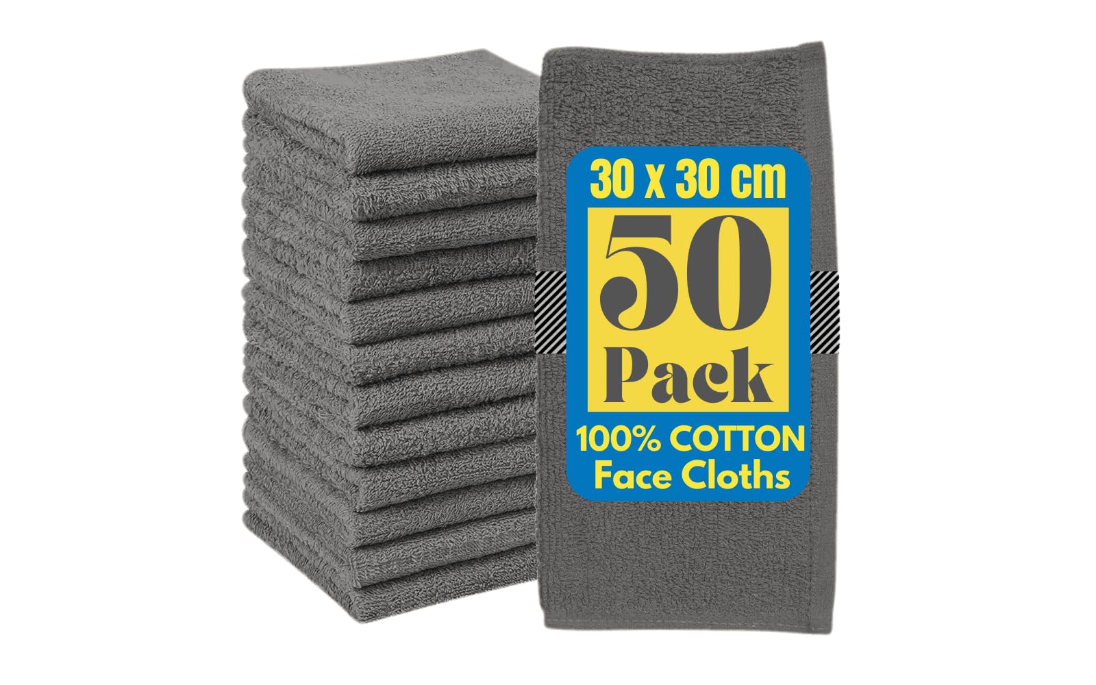Symphony Flannel Face Cloth Ultra Gentle Face Towels for Sensitive Skin-Reusable Facial Cleansing Washcloths for Unisex Adult Spa Gym Sport Beauty, Premium Quality Cotton (30x30 Cm)