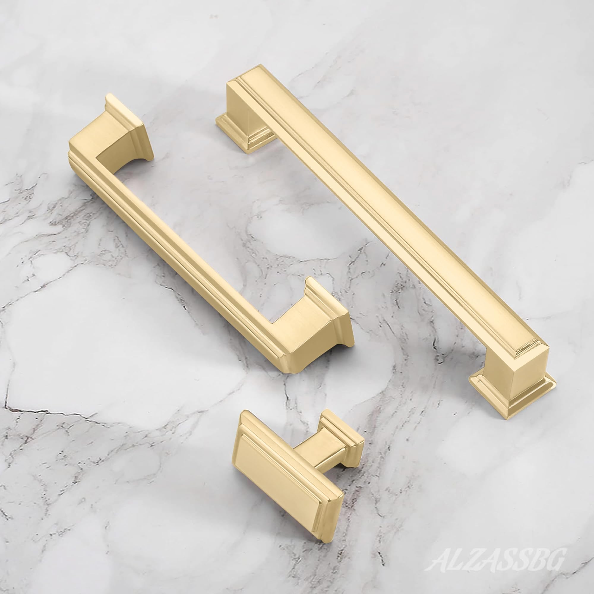 Alzassbg 10 Pack Brushed Brass Cabinet Knobs, 1-1/4 Inch(31.5mm