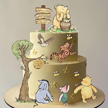 Winnie Cake Toppers for Baby Shower Decorations Classic Winnie Cake Cupcake Decorations for Birthday Party Decorations