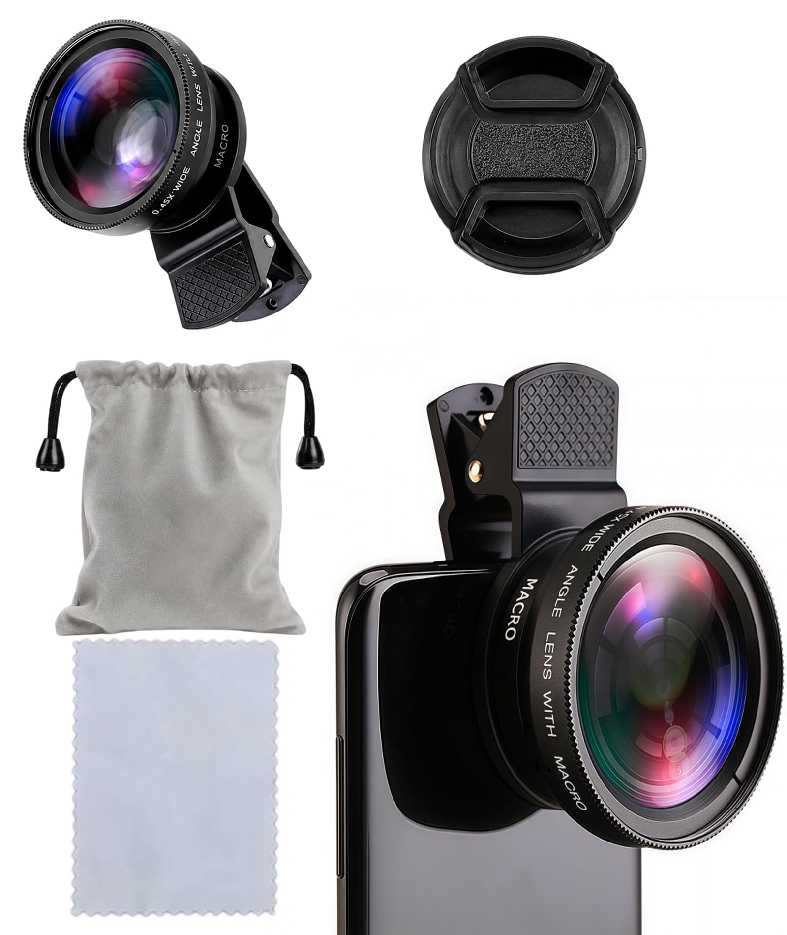 6 PCS Mobile Phone Lens Kit, ND Filter for Mobile, 2-in-1 0.45x Wide Angle 12.5X Macro Lens with Clip-On Phone Lens Attachment for Vlogging and Smartphone Photography-image-35