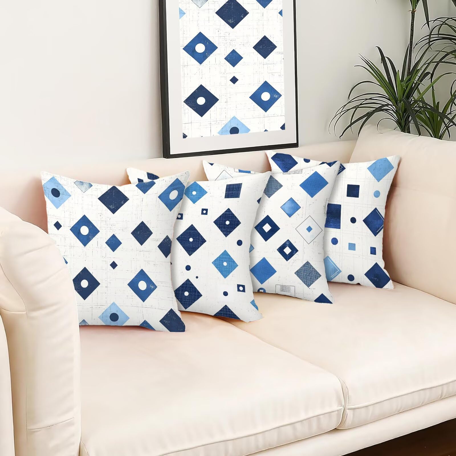 Kissenbezug 55x55 Geometrie 4er Set Samt Kissenbezüge Modern Zierkissenbezug Kissenhülle Dekorative Weiche Quadratische Dekokissenbezug Sofakissenbezug Couchkissen für Zimmer Deko Schlafzimmer U-64