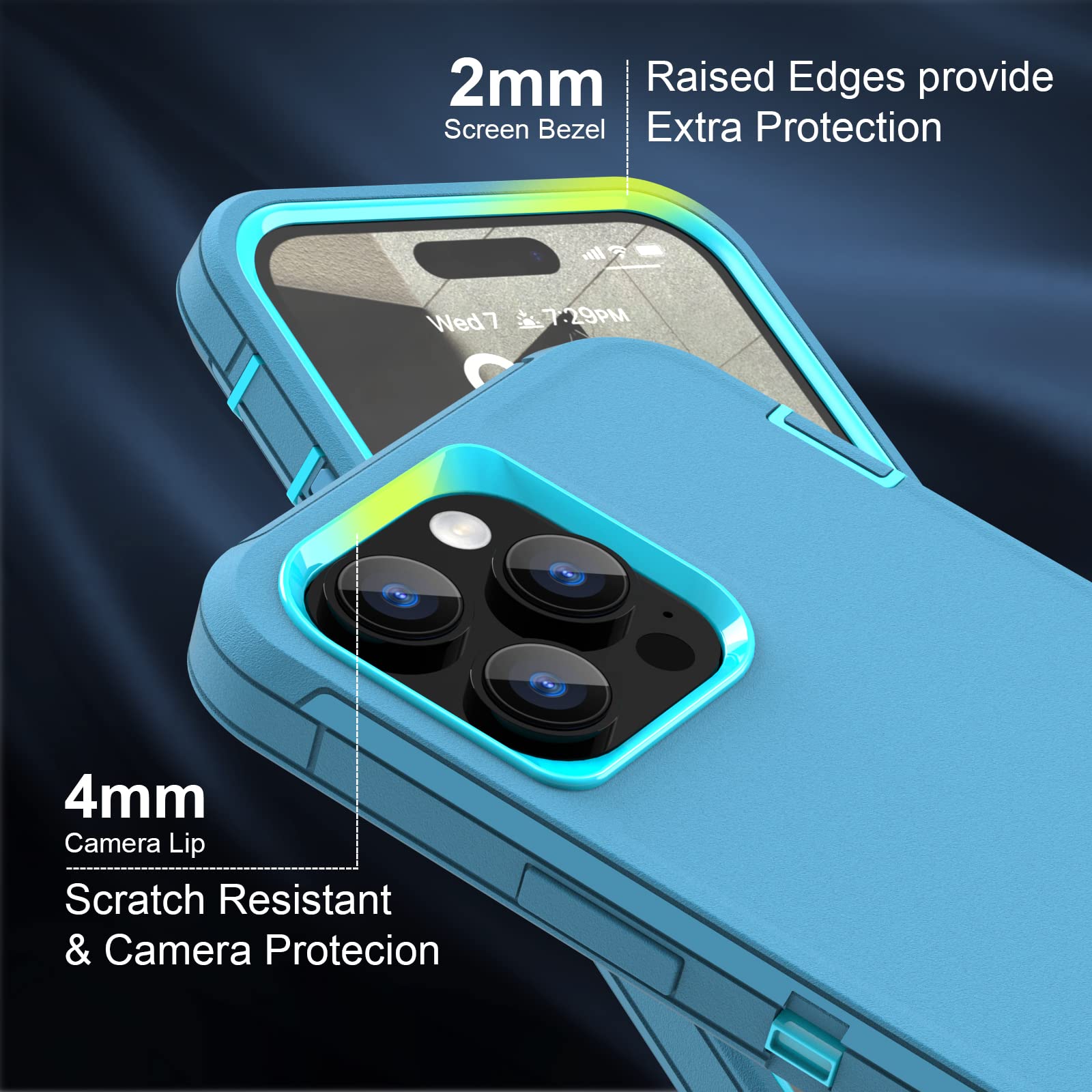 Funda Para IPhone 14/iPhone 13: Funda Protectora De Doble Capa Resistente Para Teléfono Celular, A Prueba De Golpes, Resistente Con Protector De Pantalla, Prueba De Caídas De Grado Militar De 16