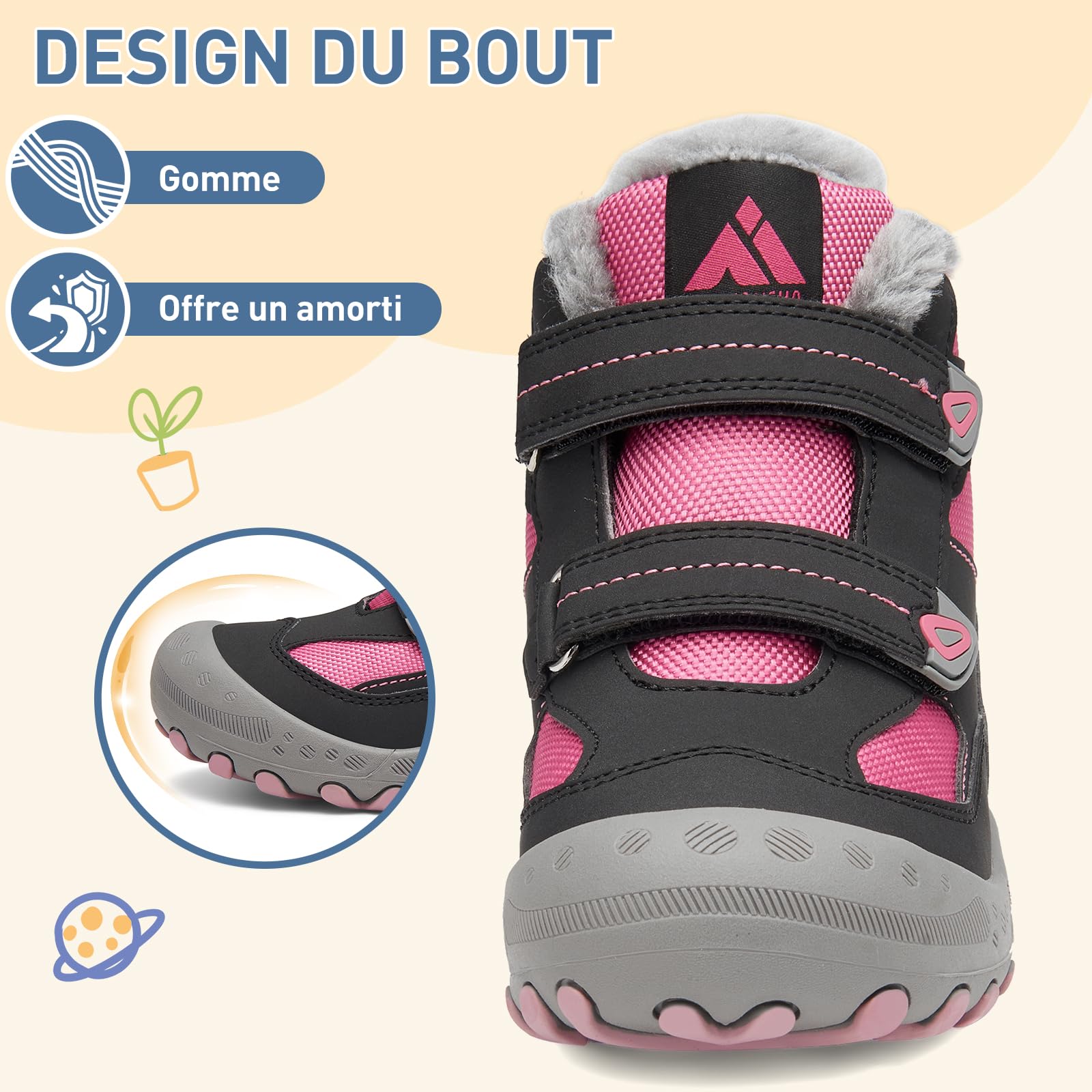 Mishansha Bottes d'hiver pour fille - Bottes d'hiver chaudes - Bottes de neige doublées - Imperméables