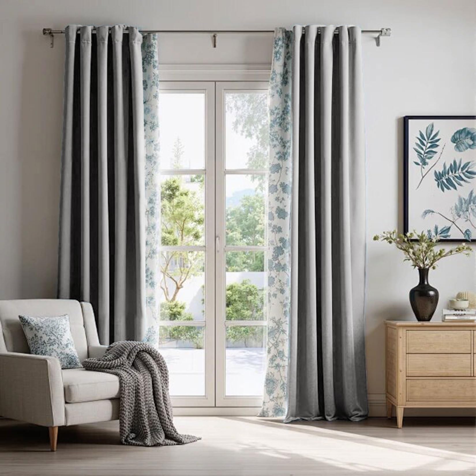 Liujyuan Light Grey Blackout Curtains 210 X 340 Cm Room Darkening, Privacy Protection Eyelet Curtain, Window Curtain Insulated Soundproof For Bedroom, Living Room, Door,