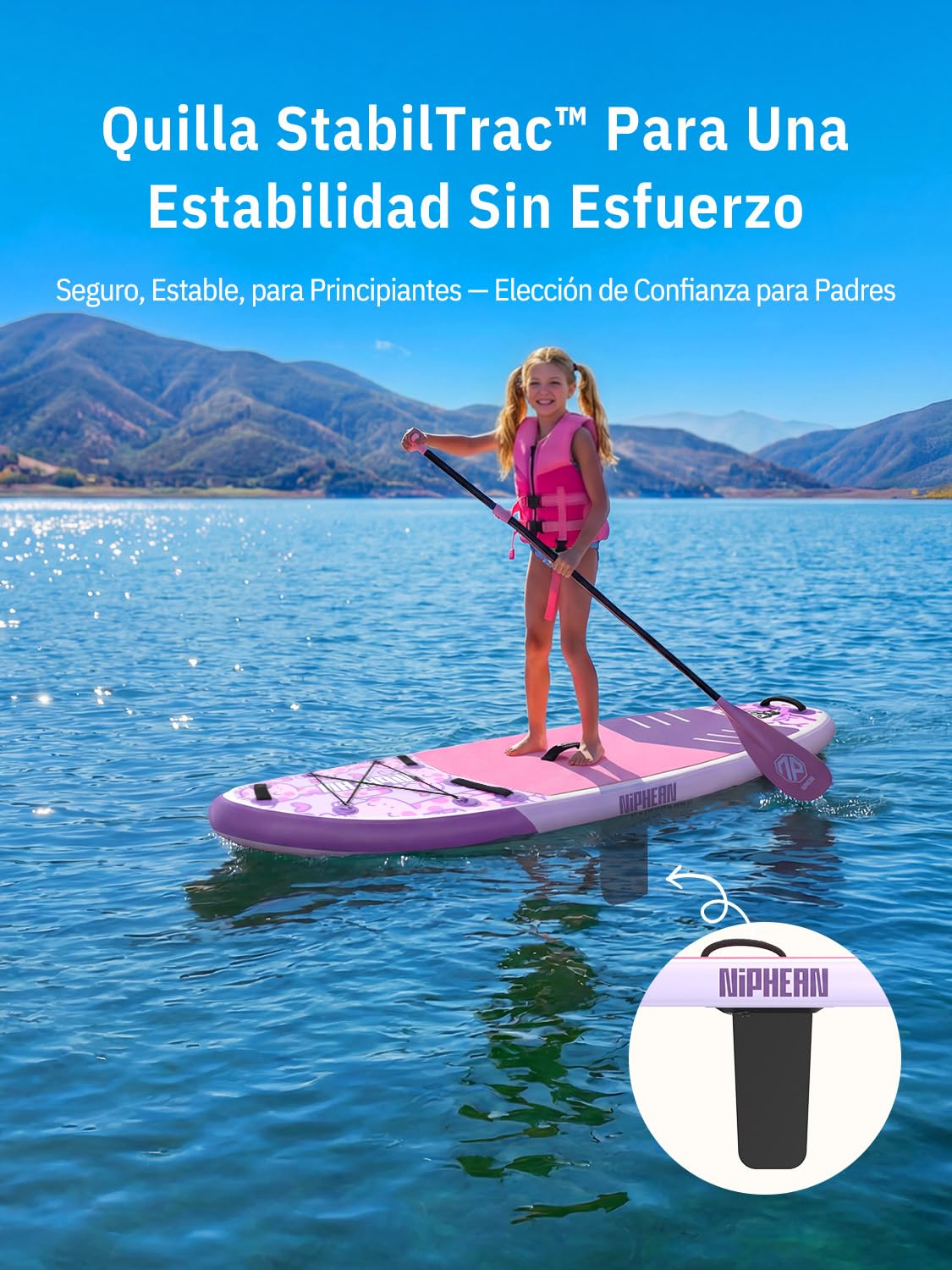 Niphean (Extra Grande) Tabla Paddle Surf Hinchable para 2+1 Personas/Familia, Paddle Surf con (Apto para Principiantes) Aleta Equilibrada, Funda Waterproof, Sup Board para Adultos, Regalo