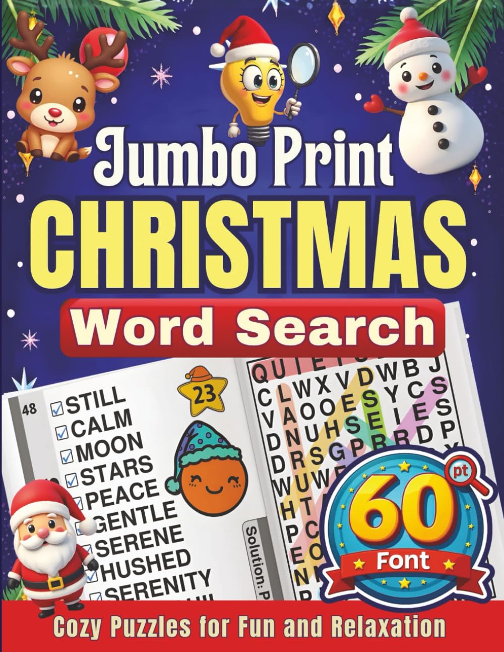Jumbo Print Christmas Word Search (60 pt Font): Cozy Puzzles for Fun and Relaxation: Brain-Boosting Holiday Games for Seniors, Teens, and Adults with ... Series: Cozy Puzzles for Fun and Relaxation)