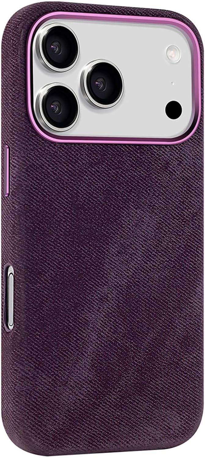 Magnetic Case for iPhone 17/17 Air/17 Pro/17 Pro Max, with Metal Frame Lens Protection Case Non Slip Anti-Fingerprint Leather Cover(Blue,17 Air)