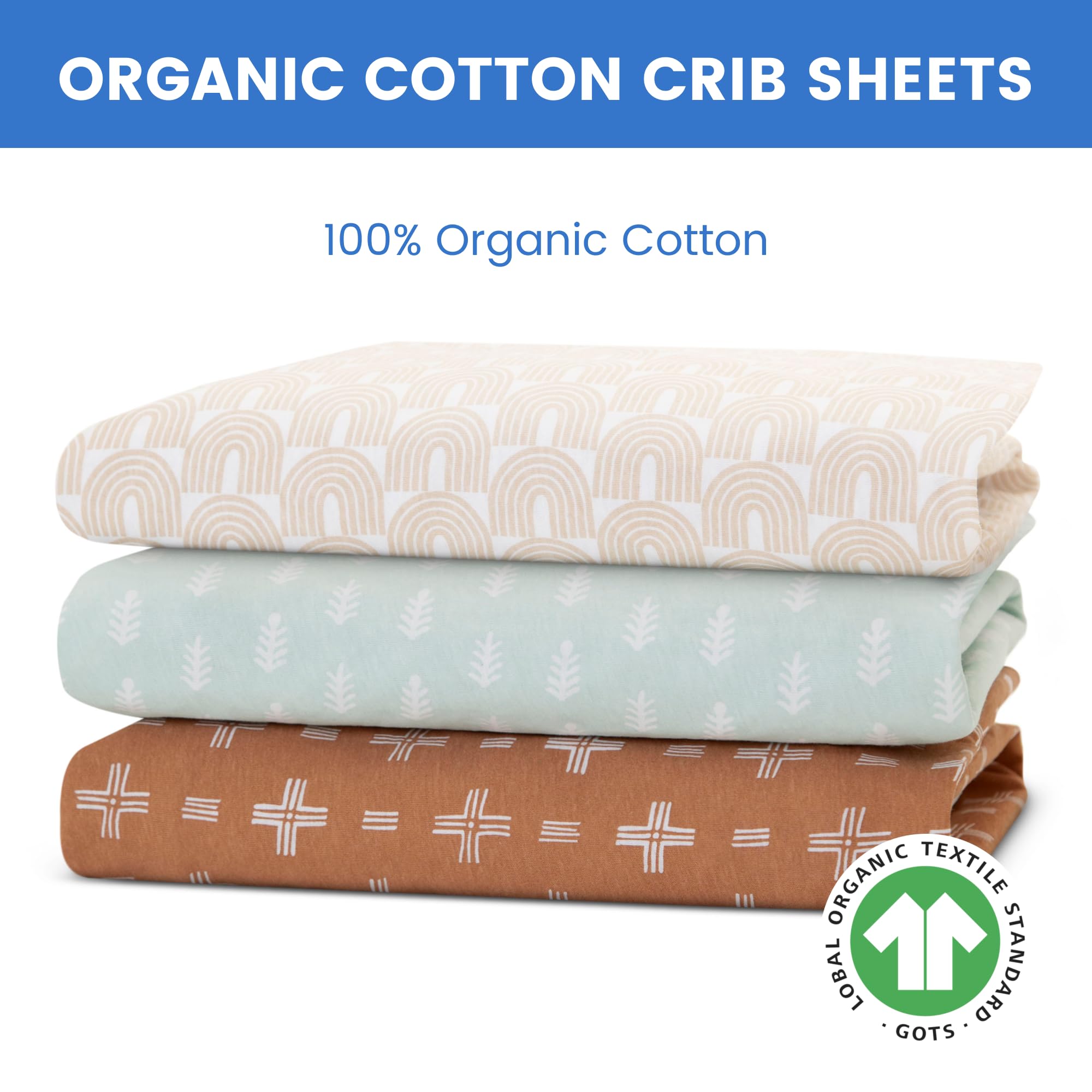 Organic Cotton Crib Sheets - 3 Pack -4 Organic Cotton Crib Sheets - 3 Pack -4