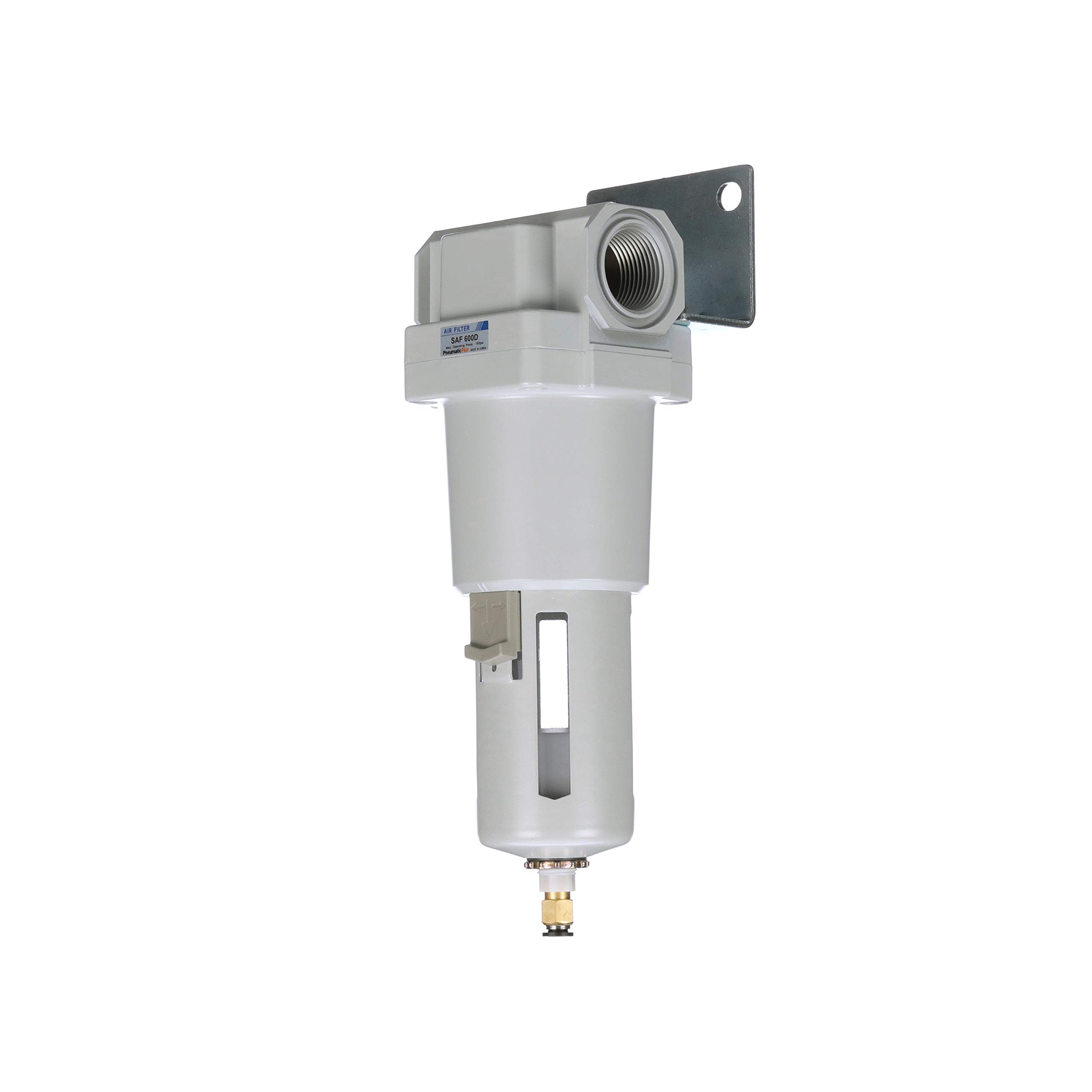PneumaticPlus SAF600-N10BD - Filtro antiparticolato ad aria compressa, 1" NPT, 10 micron, con scarico automatico, staffa