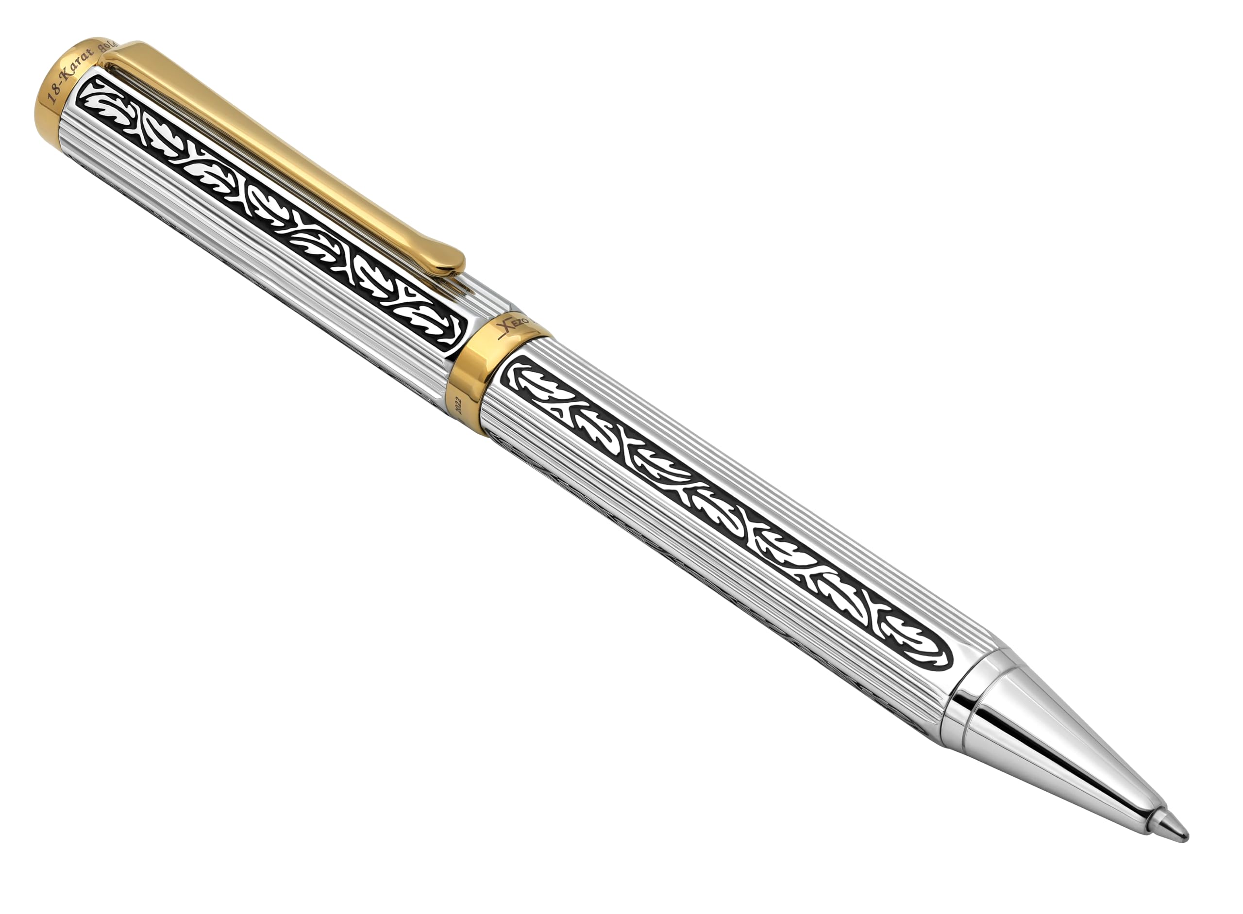 Xezo Legionär Drehmechanik Kugelschreiber, mittlere Spitze. Diamantschliff graviert. Fein von Hand geätzt. Einzelnummeriert. Verchromt