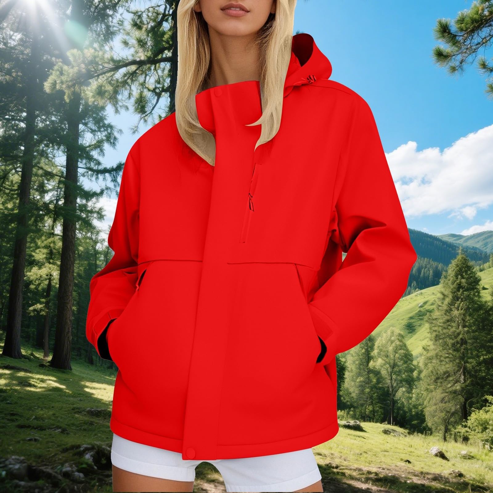 Chaquetas Impermeables Para Mujer, Cortavientos Ligero, Senderismo, Viajes, Exteriores, Con Bolsillos Gorro Orejeras Mujer Chaqueta Capucha Y Cremallera Capelina Lluvia Chubasquero