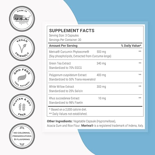 Miniatura 3 de Supersmart - Rapalogs naturales (fórmula avanzada) - con EGCg, fisetina, trans-resveratrol, salicina, fitosoma de curcumina | Sin OMG y sin gluten -
