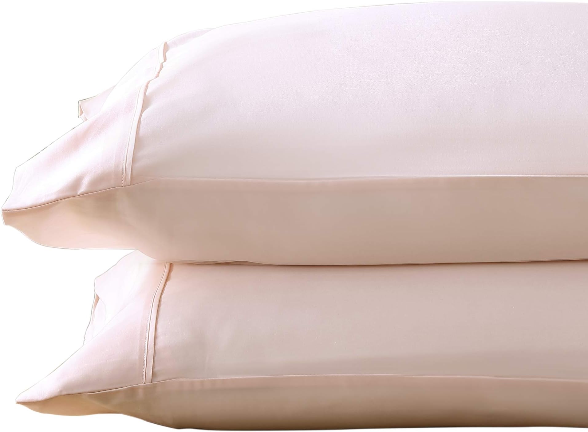 Brielle Home Tencel Lyocell Sateen Pillowcase Set – 300 Thread Count Easy Care Luxury Feel Pillow Case Set, Blush, Standard