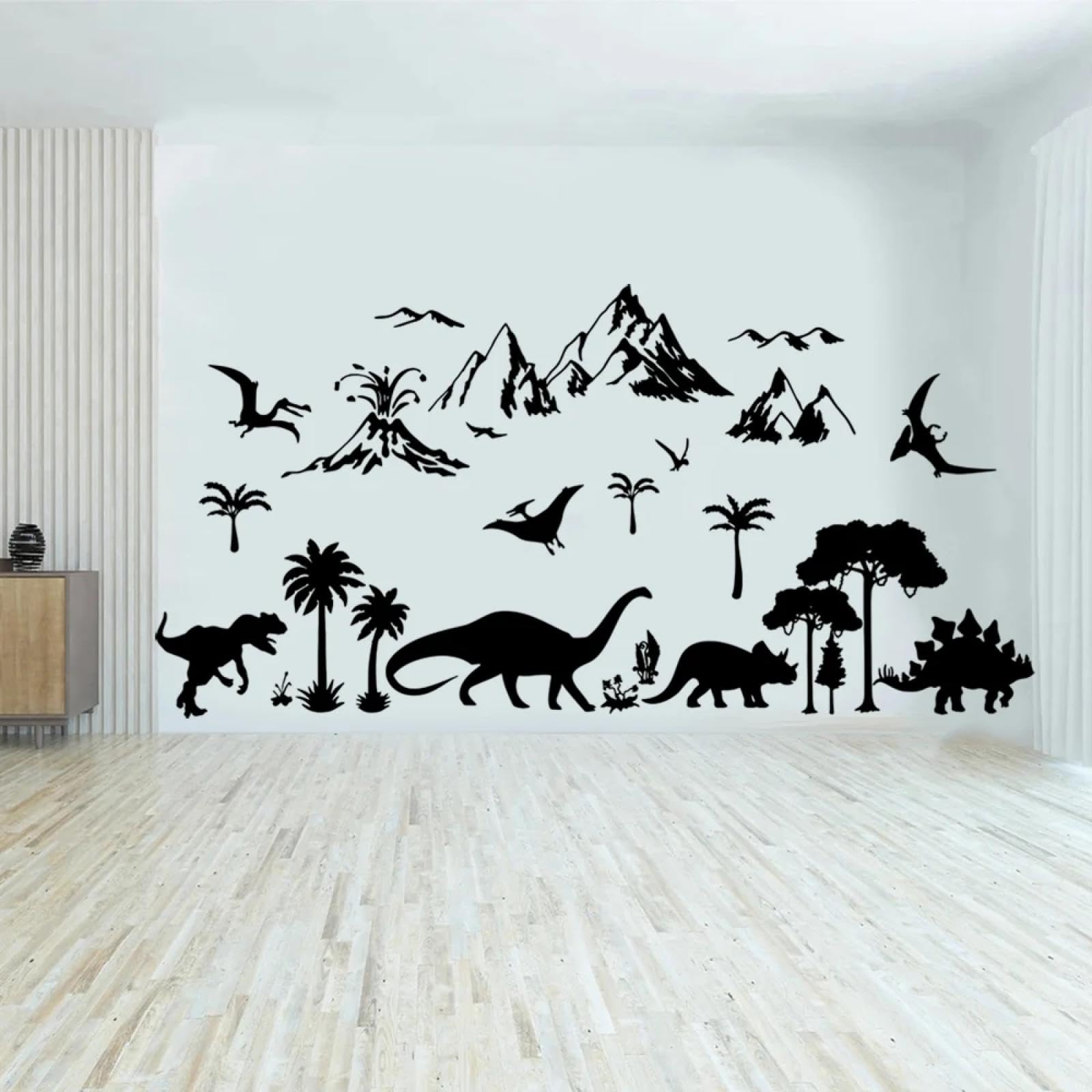WEIMEIJIE Cartoon Dinosaur Animal Forest Tree wall Stickers Children's playroom Jungle Volcano wall Stickers Nursery Fun Decals