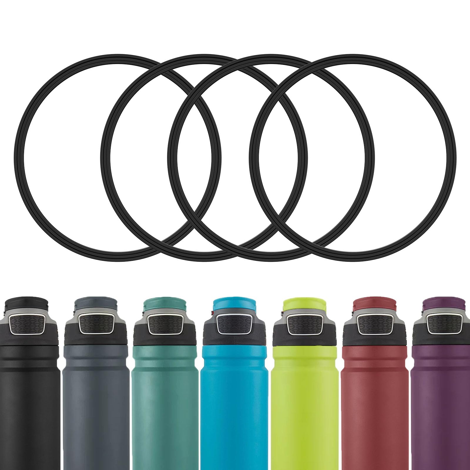 BOSORIO4 Pack Gaskets Compatible with Coleman AUTOSEAL FreeFlow 24oz Water Bottle, Replacement Rubber Seal Part for Coleman AUTOSEAL Spout Lid, Replacement Silicone O Ring