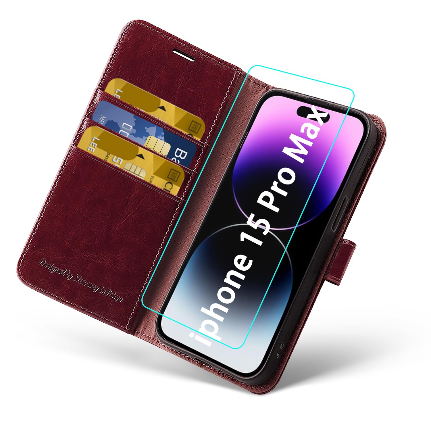 MONASAY for iPhone 15 Pro Max 5G Wallet Case,6.7-inch