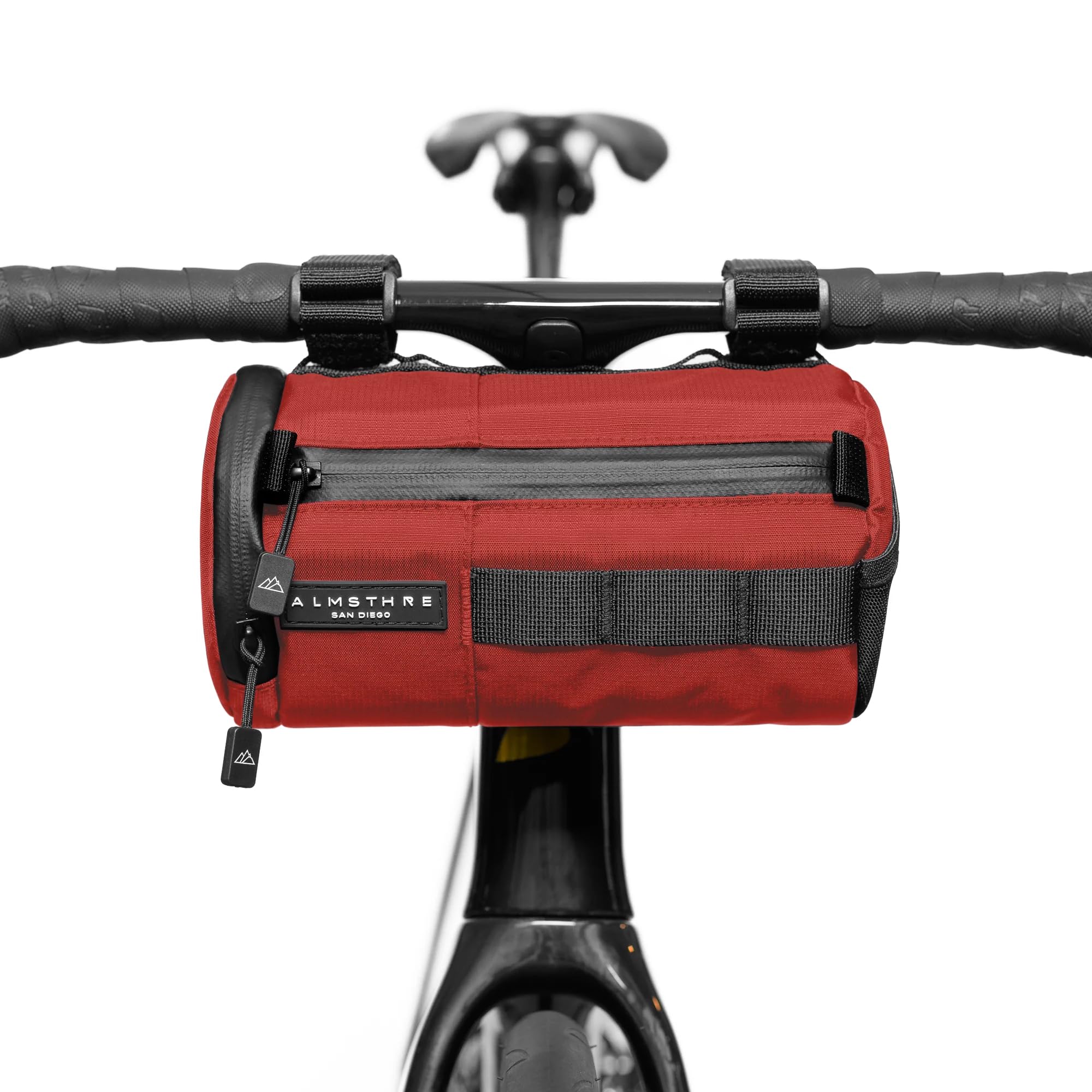 ALMSTHRE Signature - Bolsa para Manillar de Bicicleta, Color Rojo óxido, rígida, con Cremalleras Impermeables y Correas Ajustables, Bolsa Ligera para Manillar de Bicicleta, Compatible con Bicicletas