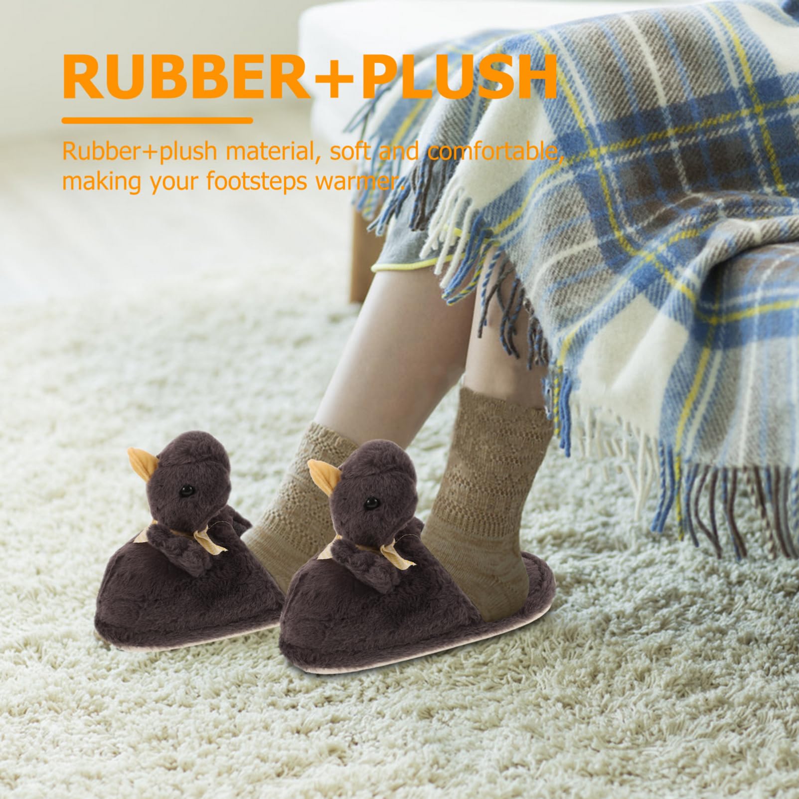 GALPADA Pantoufles D'intérieur de Canard Taille 36-37 en Peluche