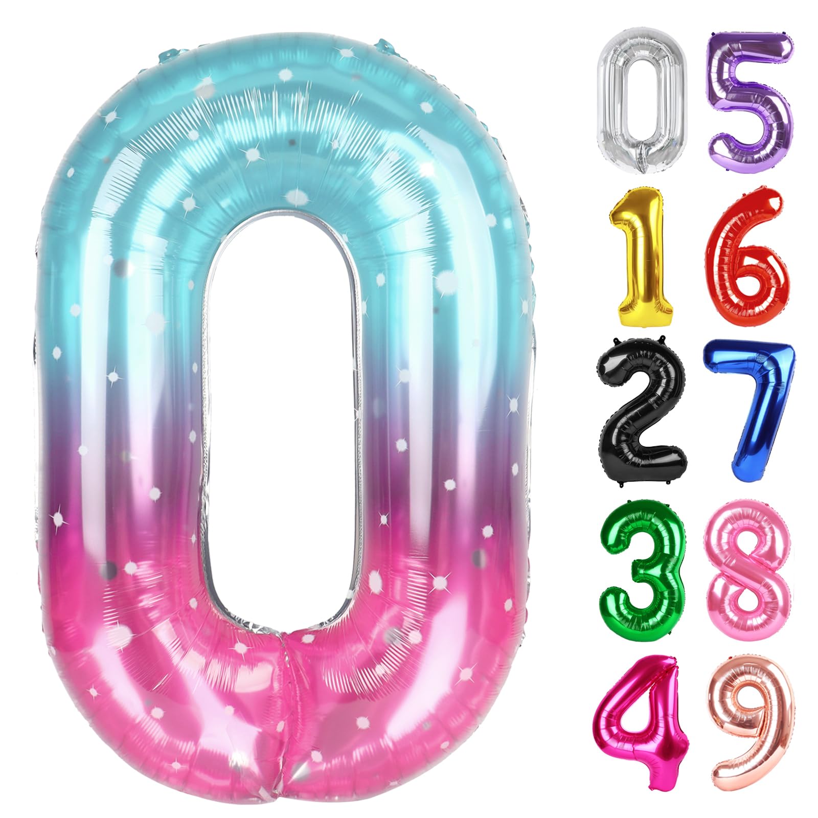 Starry Sky Number 0 Balloon 40 Inch, 0th Birthday Decorations Men Women