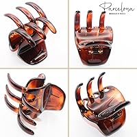 Vista 6 de Parcelona Pinzas para el cabello de celuloide de celuloide francés clásico grande de 2 pulgadas, pinzas de garra para el pelo de las mujeres, hechos