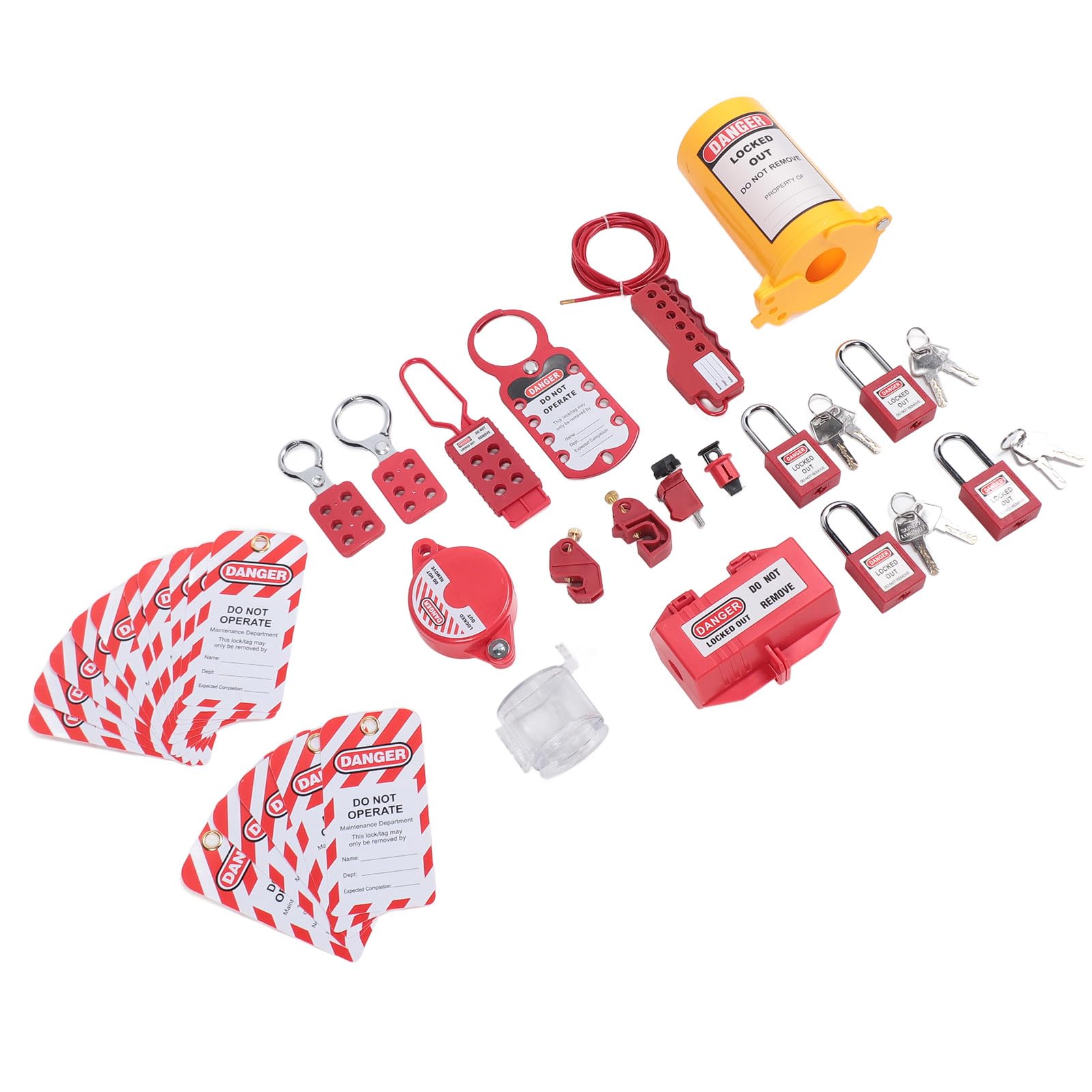Circuit Breaker Locks Set, Multipurpose Easy Operation Safety Padlocks Lockout Tagout Kit with Keys for Electrical Application