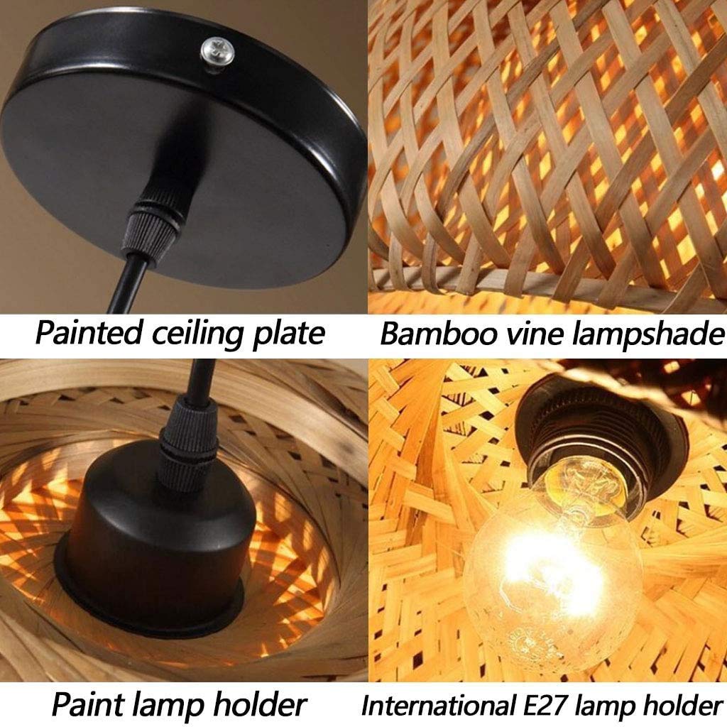 GHY Lampadario A Sospensione Vintage in bambù Naturale Intrecciato Fatta A Mano Rattan Lampada da Soffitto Vimini Regolabile E27 Ristorante Bar Camera da Letto Dell'hotel Soggiorno,Ottone,45cm