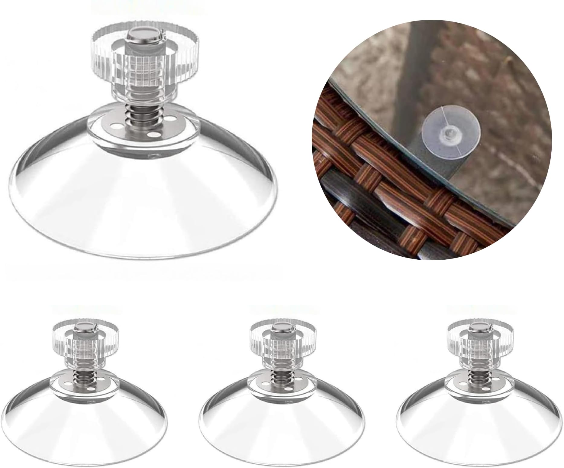 Clear 52mm Suction Cups with M4 10mm Screws & Nuts (4 Pack) – Heavy-Duty PVC Suckers for Secure Mounting, Versatile Use – Strong Adhesion, Easy Install – Perfect for Home, DIY, and Craft Projects