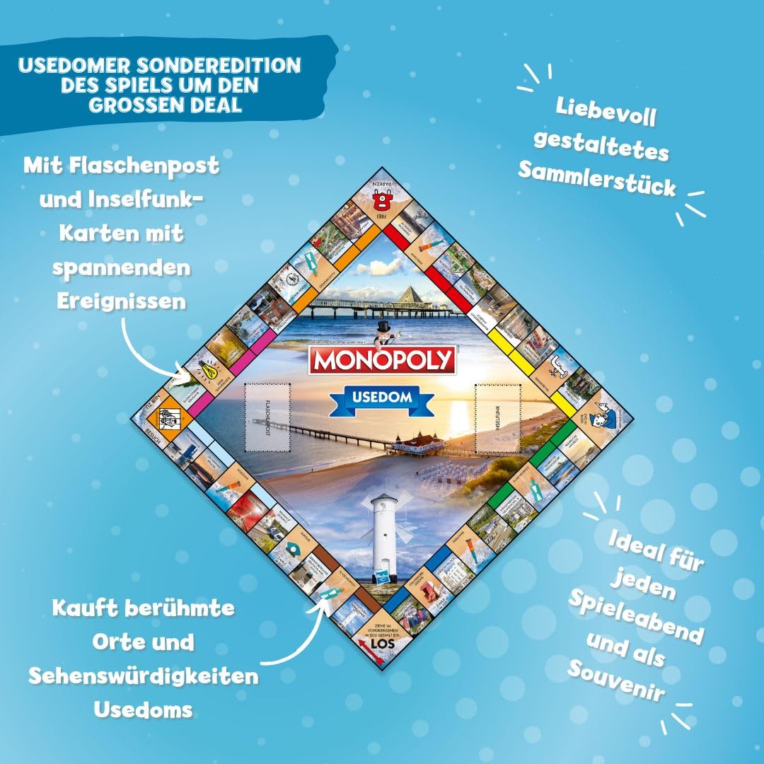 Winning Moves Monopoly Usedom Edition - Monopoly Städte-Edition - Familienspiele Strategie Brettspiele Usedom - 2+ Spieler ab 8+ Jahren - Deutsch