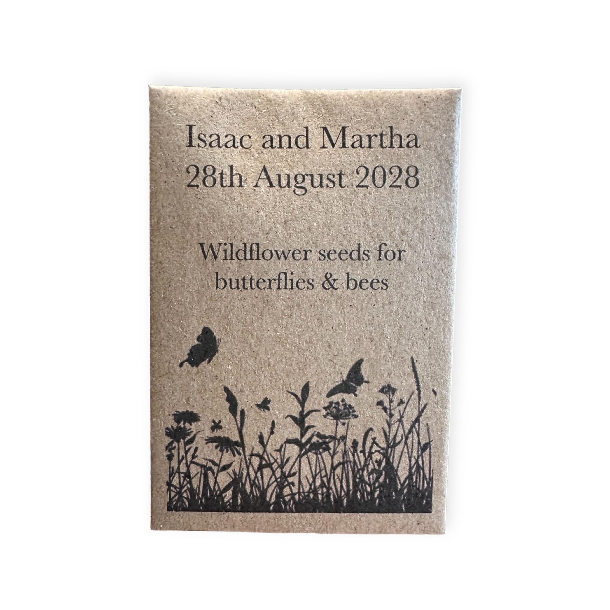 10 x Personalised Wedding Wildflower Seed Packets – Eco Friendly Wedding Favours for Guests, Rustic Thank You Gifts for Bees & Butterflies – Sustainable Wedding Table Decoration, Made in UK