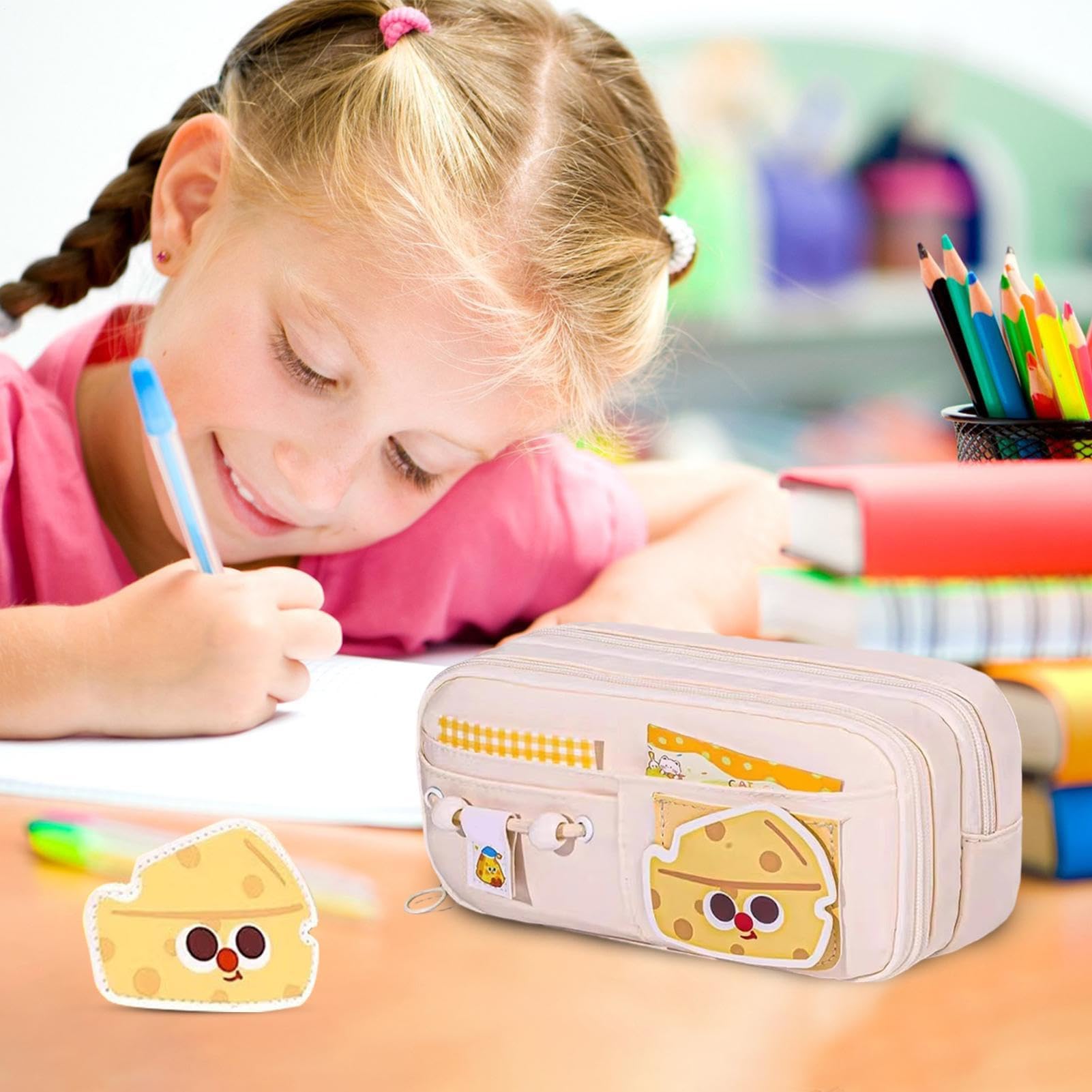 Set di articoli per la scuola estetica, 10 strati di cancelleria carina, kit essenziale per pennarelli, gomme, righelli, ideale per bambini, studenti, aule, dormitori, compleanni