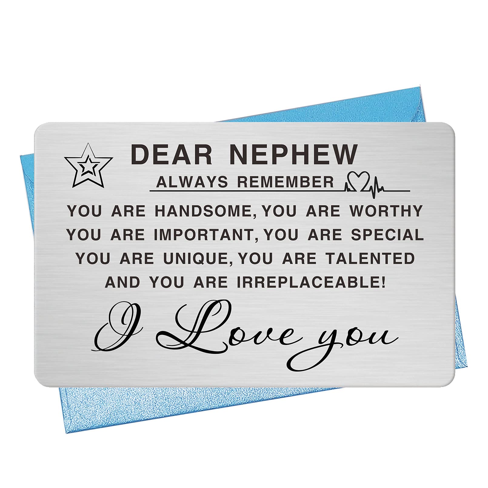 MXRSDF Nephew Gifts, Nephew Inspirational Engraved Wallet Card