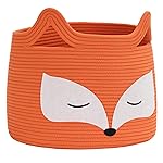 HiChen Fox Decor Basket, Nursery Basket for Baby Clothes, Toys, Laundry, Blanket, Cute Animal Storage Box, Large Woven Gift for Kids, Baby Showers-15.7L x 11.8H, Orange