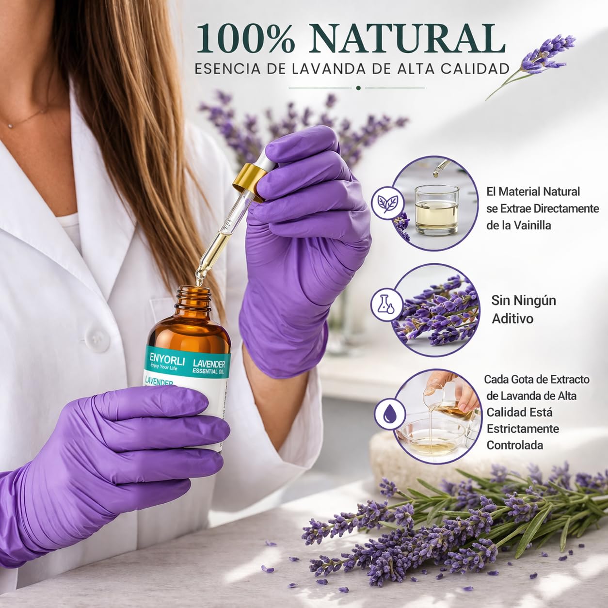 Aceite Esencial de Lavanda 100ml Aceite de Lavanda Matural Favorece el Sueño Orgánico Sin diluir Relajación Masaje Corporal Cuidado de la Piel Difusor Baño