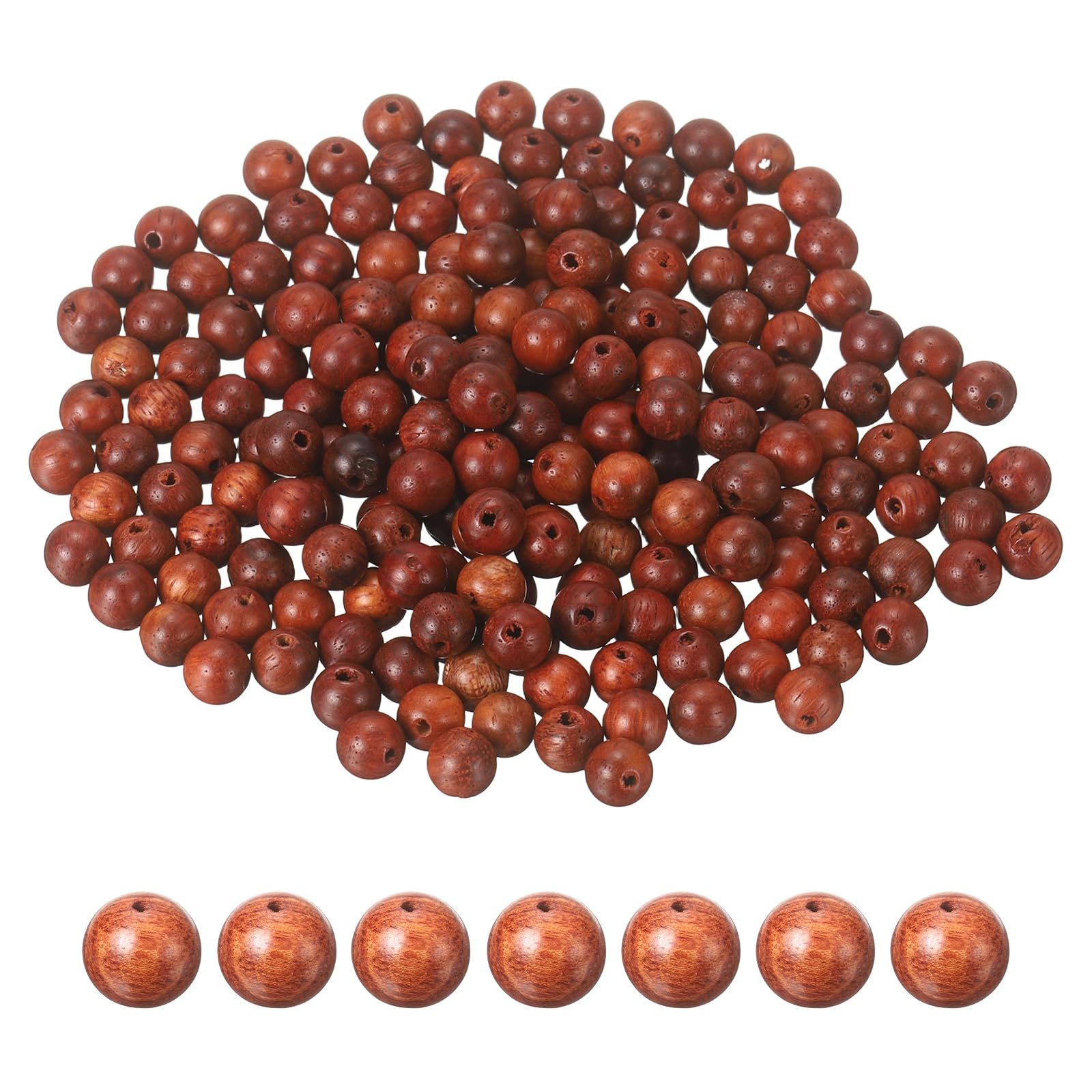 sourcing map 200pcs Round Wooden Beads, 6mm Dia Small Wood Beads for DIY Crafts, Bracelet, Wristlet, Necklace, Jewelry Making, Red Brown