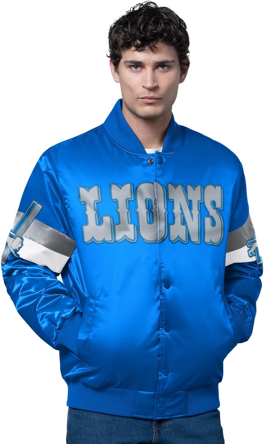 STARTER Men's NFL Triple Option Satin Varsity Vintage Logo Full-Snap Jacket