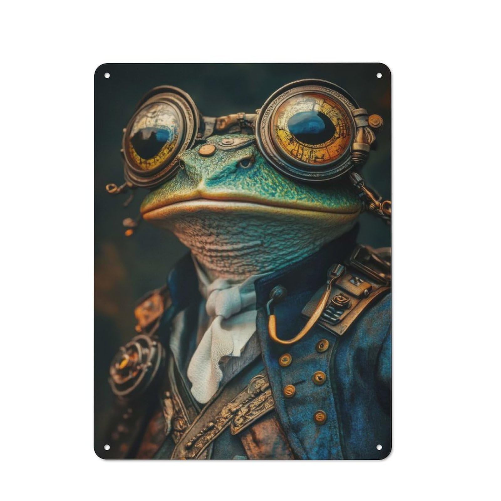 Junmoney Steampunk Frog 40X30cm Retro-Style Tin Sign With For Garage Or Workshop, For Vintage Wall Decor Fans, For Metal Sign Collectors