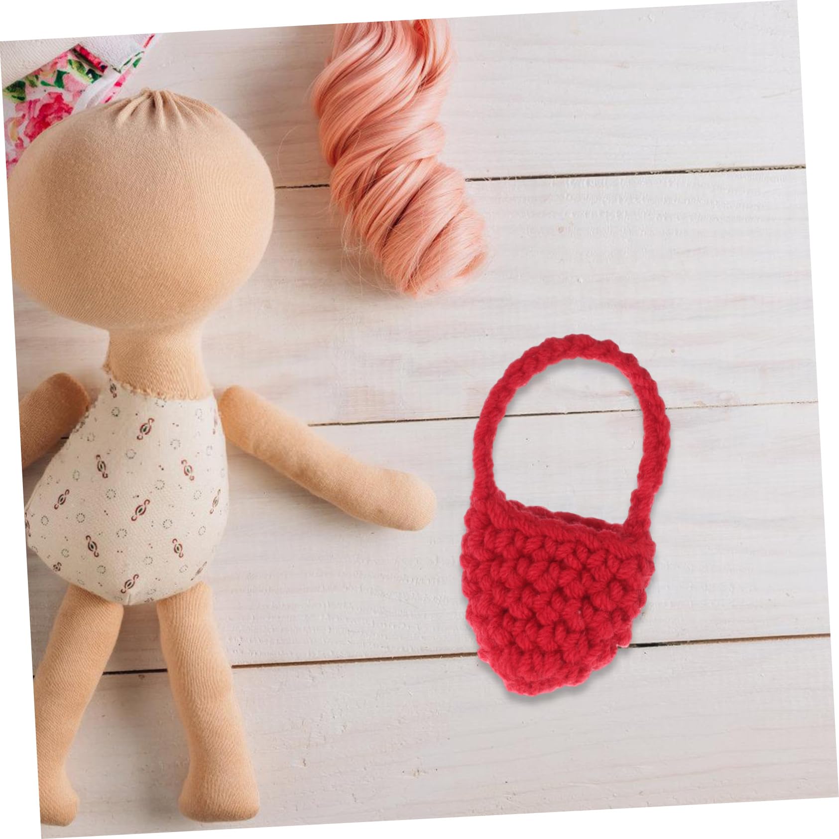 Kisangel Mini Borsa all Uncinetto per Bambole 10 Pezzi in Filato di Lana Resistente all Usura Design Cavo Portatile per Crafting e DIY per Ragazze
