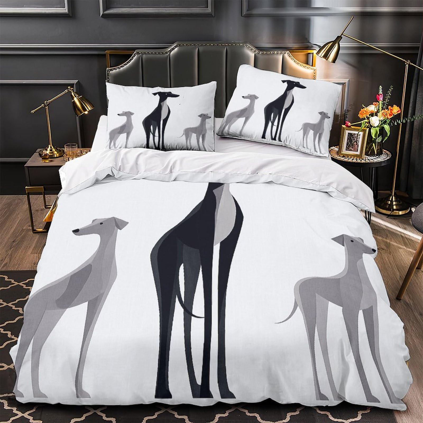 Linge de lit lévrier 140x200 anti-allergie doux pour lit simple garçon
