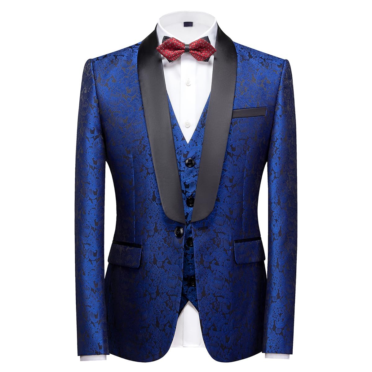 KUDORO Costume Homme 3 pièces Mariage Business Slim Fit Smoking Simple Poitrine à Un Bouton, Men Suits 3 Piece pour Fête Confort Elégant Blazer Veste et Pantalon Gilet