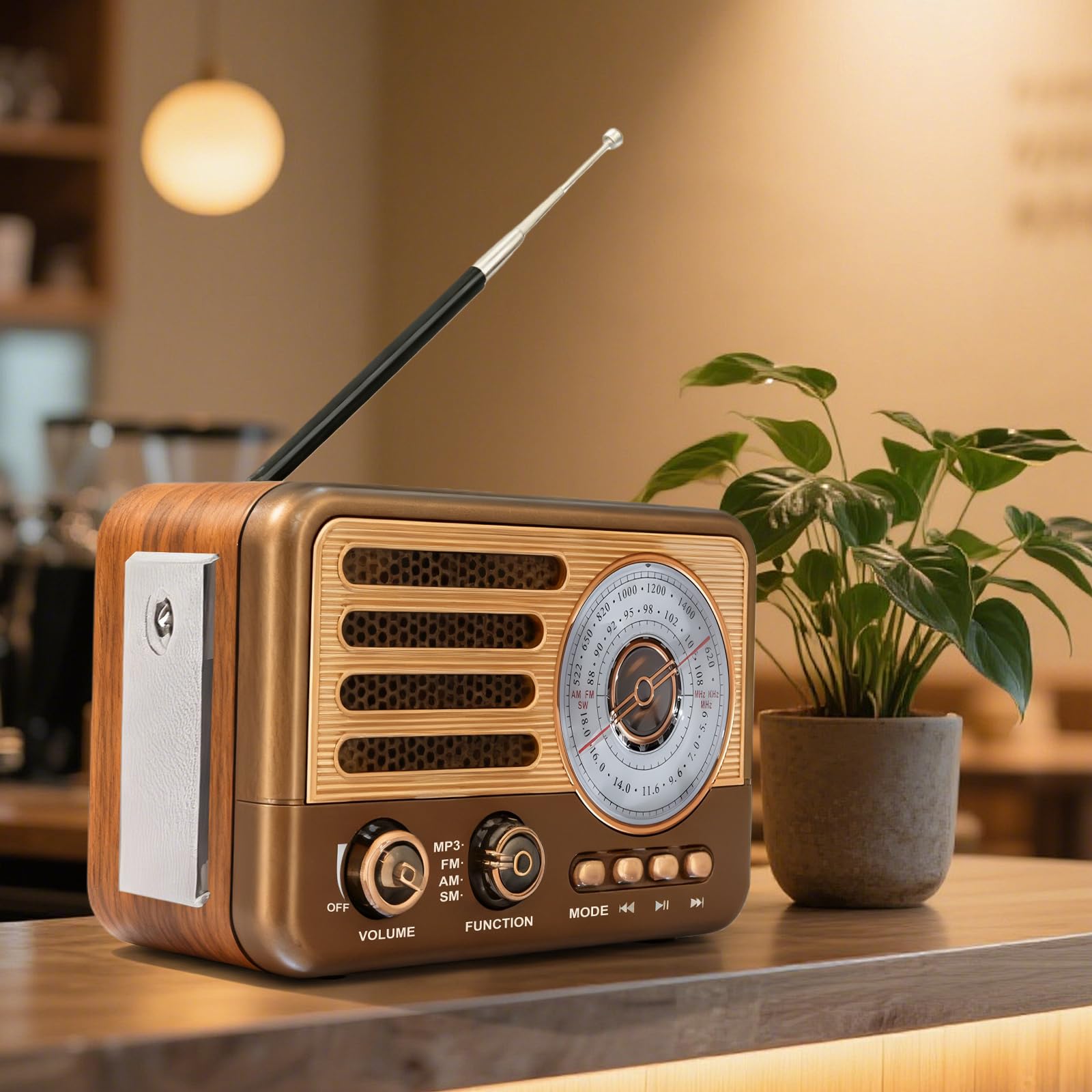 Radio rétro avec Bluetooth, transistor vintage, petite radio AM/FM/SW, prend en charge la lecture USB/TF/Aux-MP3, rechargeable, pour la maison, le bureau, l'extérieur